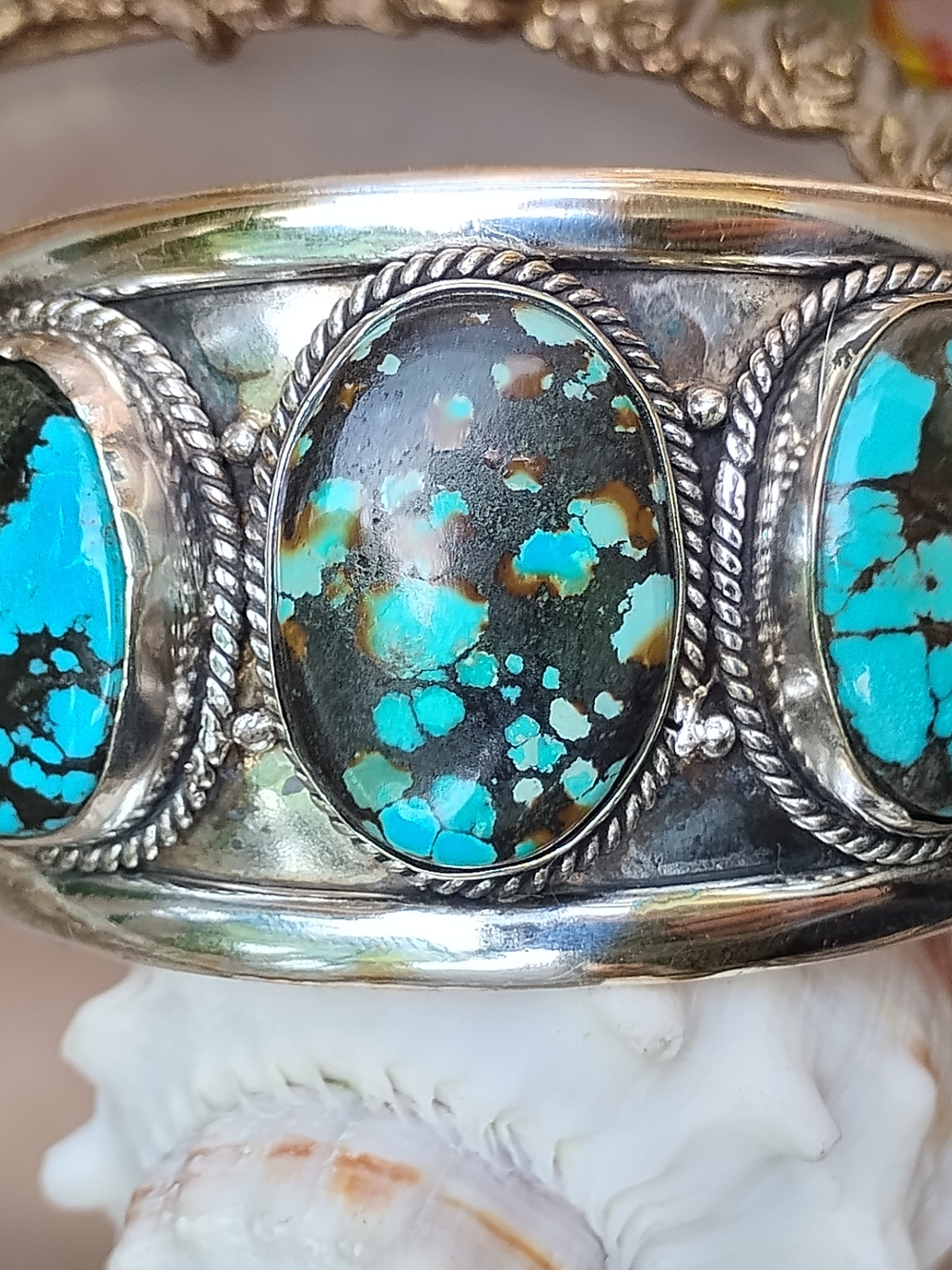 Silver Turquoise Statement Cuff Bracelet